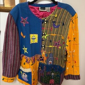 Maggie Barnes Vintage 2X Patchwork Cinderella Embroidered Jacket